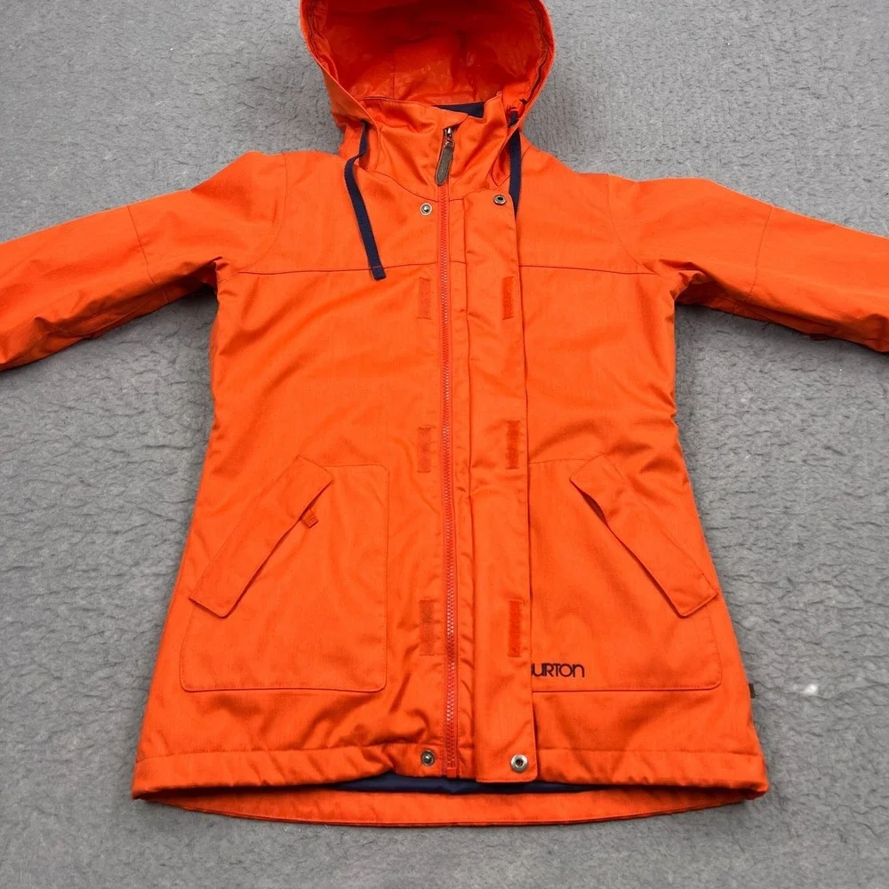 Burton DryRide Jacket Women's Small Orange Hooded Full Zip Snowboarding Ski Coat